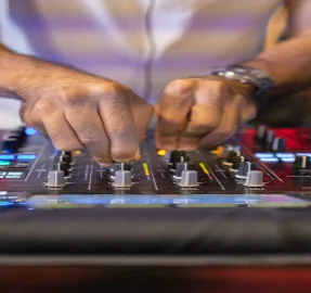 DJ setup and lighting